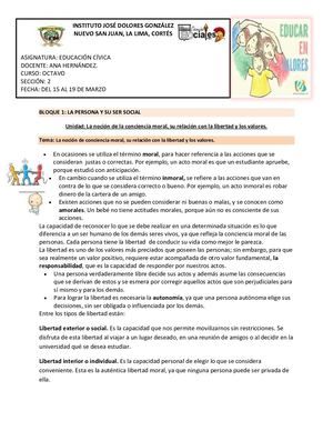 Actividades Cívica, Octavo, Semana 1