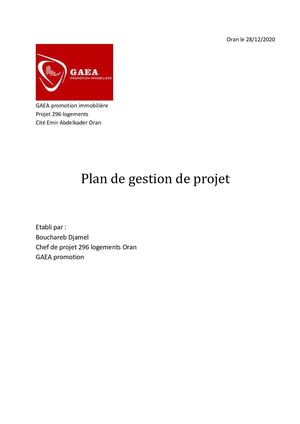 Plan de Gestion de Projet