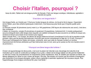 Présentation de l'Italien
