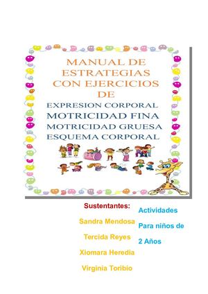5 Actividades De Motoras Finas, Gruesas Y Expresion Corporal
