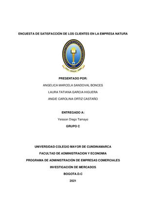 Encuesta De Satisfacción Empresa Natura