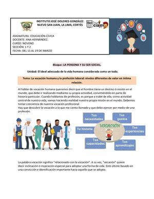 Actividades Noveno, Cívica, Semana 1