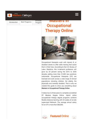 Masters in Occupational Therapy Online