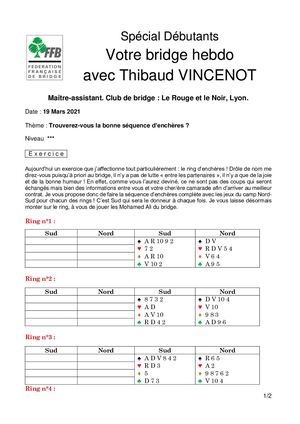 20. Exercice Débutants Thibaud Vincenot Votre Bridge Hebdo 19 03 2021
