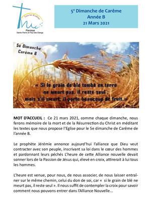 21 03 2021 Messe 5e Dimanche De Carême