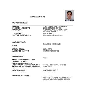 Curriculum Vitae Juan Ignacio Galicia Samano