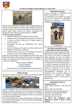 Lettre Du Village De Saint Gibrien Mars 2021