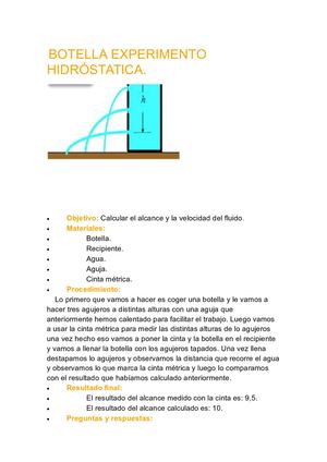 Botella experimento Hidróstatica