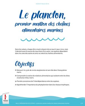 Le plancton, premier maillon des chaines alimentaire marines