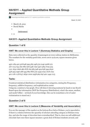 Ha1011 Applied Quantitative Methods Group Assignment