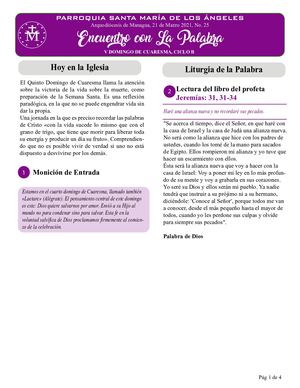 Hoja Dominical V Domingo Cuaresma