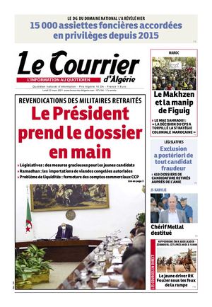 Le Courrier d'Algérie du lundi 22 mars 2021