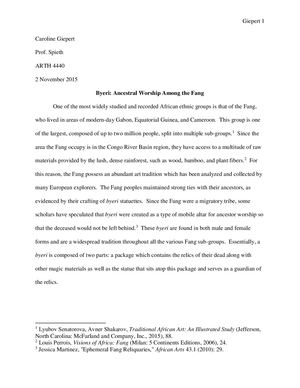 Byeri: Ancestral Worship Among The Fang Par Caroline Giepert 2015