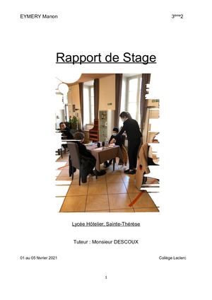 Rapport De Stage