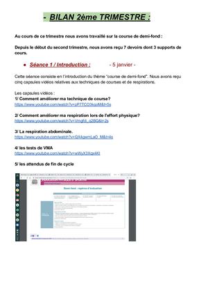 Bilan 2ème Trimestre