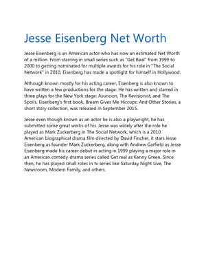 Jesse Eisenberg Net Worth