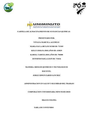 Cartilla De Almacenamiento De Sustancias Quimicas Actividad 6