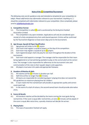 DFA Tournament Rules