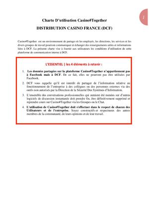 Charte D'utilisation CASINO#TOGETHER