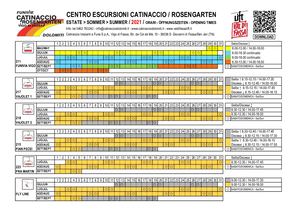 Orari Impianti Centro Escursioni Catinaccio Estate 2021