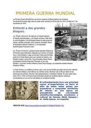 Tema 1 Primera Guerra Mundial