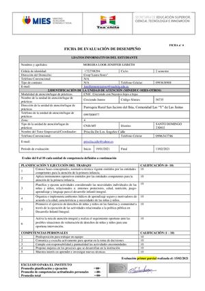 Ficha 4 De Evaluación De Desempeño