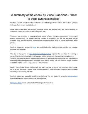 A brief overview of the ebook - How to trade Synthetic Indices