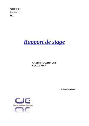Rapport De Stage Sacha