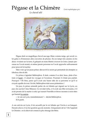 Texte 2 Pegase Et La Chimere Partie 1 à Colorier