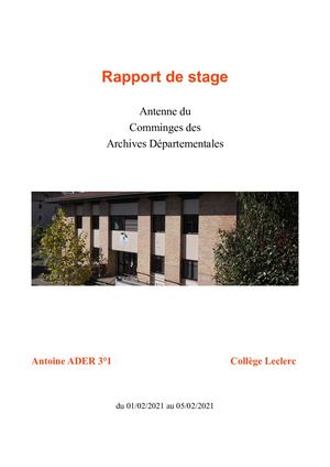 Rapport de Stage Antoine Ader
