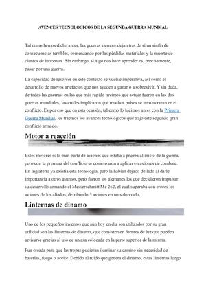 Avances Tecnologicos De La Wwii