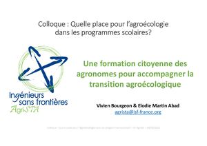 Présentation Agrista Séminaire Colloque " L'agroécologie dans les programmes scolaires"