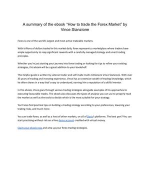 How to trade the Forex Market by Vince Stanzione An overview