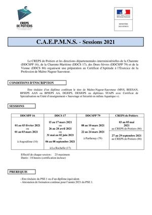 DOSS INSCRIPTION CAEPMNS Charente 2021