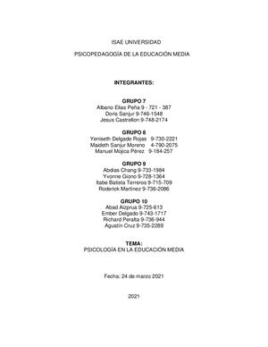 PSICOLOGÍA EN LA EDUCACIÓN MEDIA