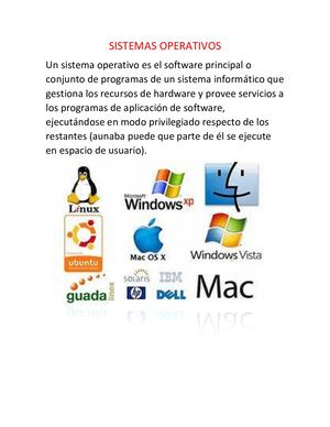 Sistemas Operativos Y Sus Funciones 4to Perito Bggc