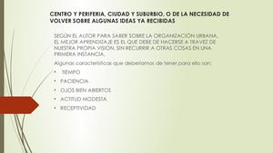 Centro Y Periferia, Ciudad Y Suburbio,