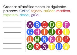 Ordenar Alfabéticamente Las Siguientes Palabras