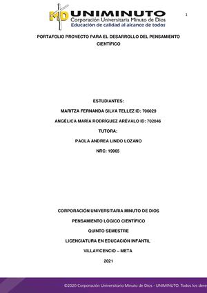 Portafolio Proyecto Para El Desarrollo Del Pensamiento Científico