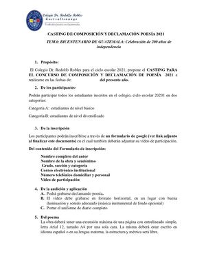 Bases Casting Poesía 2021