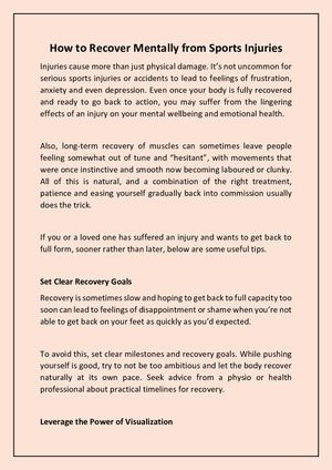 How To Recover Mentally From Sports Injuries