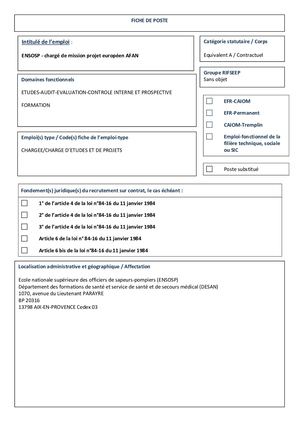 Ensosp Chargé De Mission Projet Européen Afan