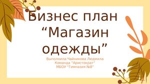 Бизнес план