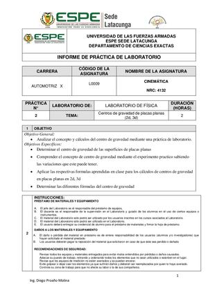 Informe De Laboratorio Centros De Gravedad De Placas Planas (2d, 3d)