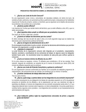 Preguntas Frecuentes Organizaciones Comunales