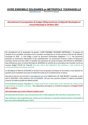 Amendement Budget Primitif 2021