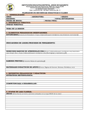 Planeador De Secuedncias Didc3a1cticas O Clases (1)