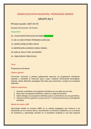 Grupo 5 - Progresiones Aritméticas