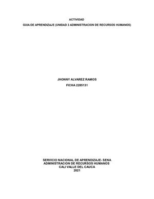 Respuestas De Guia N3 De Administracion De Recursos Humanos