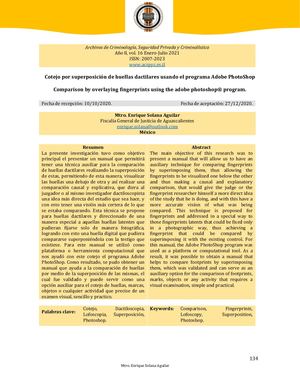 Cotejo por superposición de huellas dactilares usando el programa Adobe PhotoShop